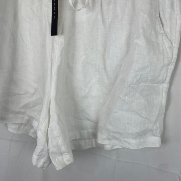 Tahari Women's 100% Linen White Shorts 6" Inseam Elastic Tie Waist Size 1X - Picture 3 of 8